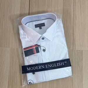 Men's Modern English XL Ladder Texture Long Sleeve Button Up Shirt NWT